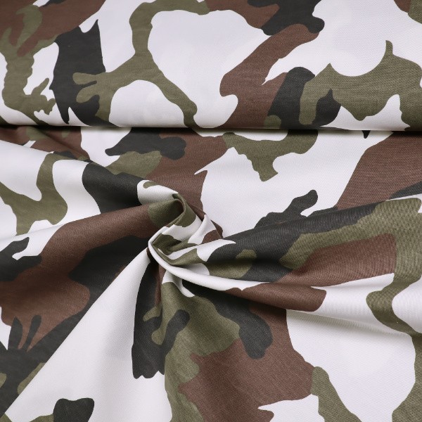 Baumwollstoff Camouflage khaki rehbraun wollweiß