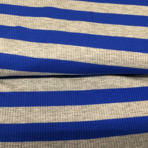 Jersey gerippt royalblau grau