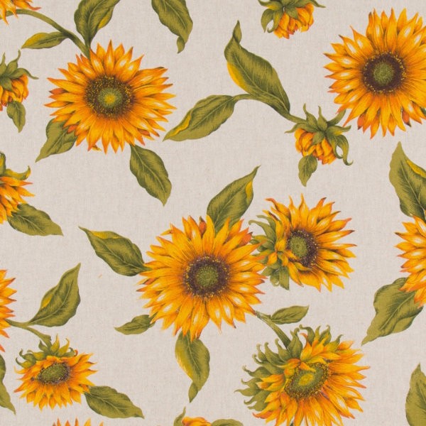 Baumwollstoff Leinenlook Sonnenblumen