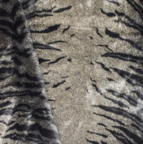 Edelpelz Kunstfell Tiger schwarz grau