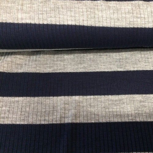 Jersey gerippt royalblau grau